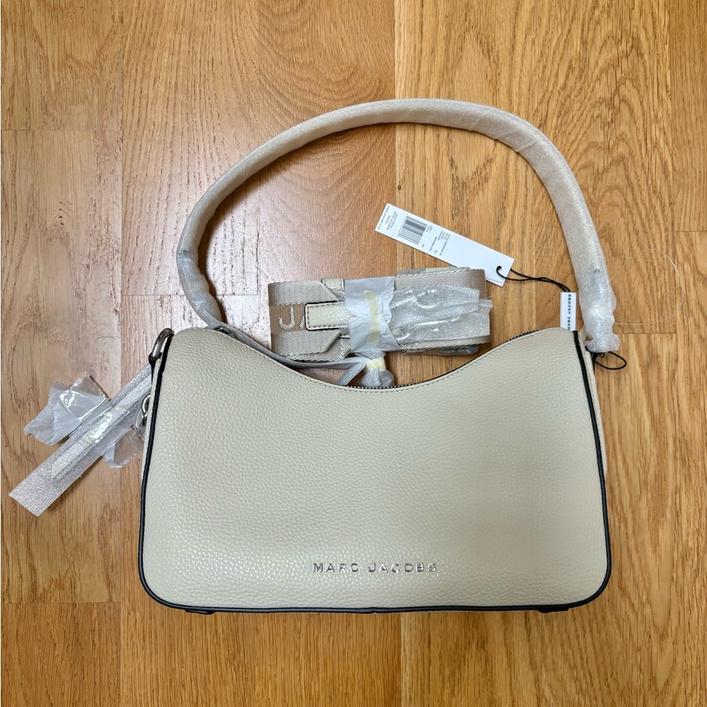 Marc Jacobs Drifter Small Leather Hobo Shoulder Crossbody Bag Logo Strap NWT